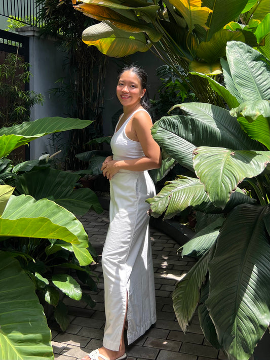 Teak Skirt in White with Lining