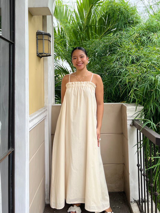 Mykonos Dress in Cream with Lining