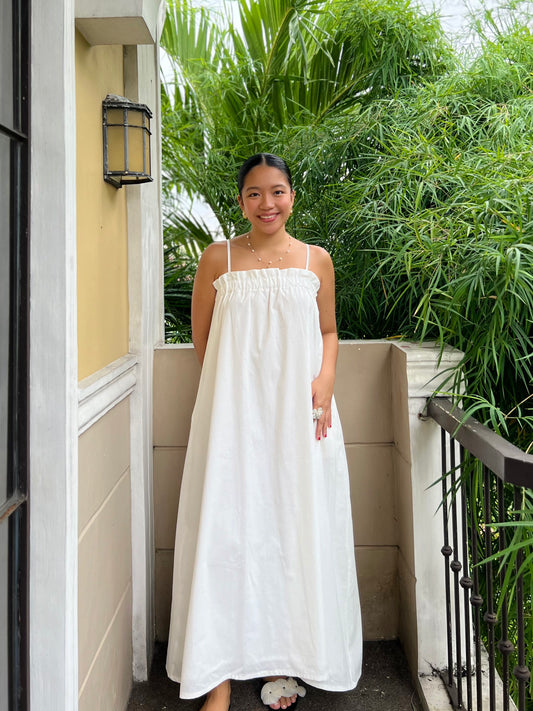 Mykonos Dress in White with Lining