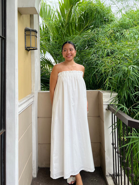 Mykonos Dress in White with Lining