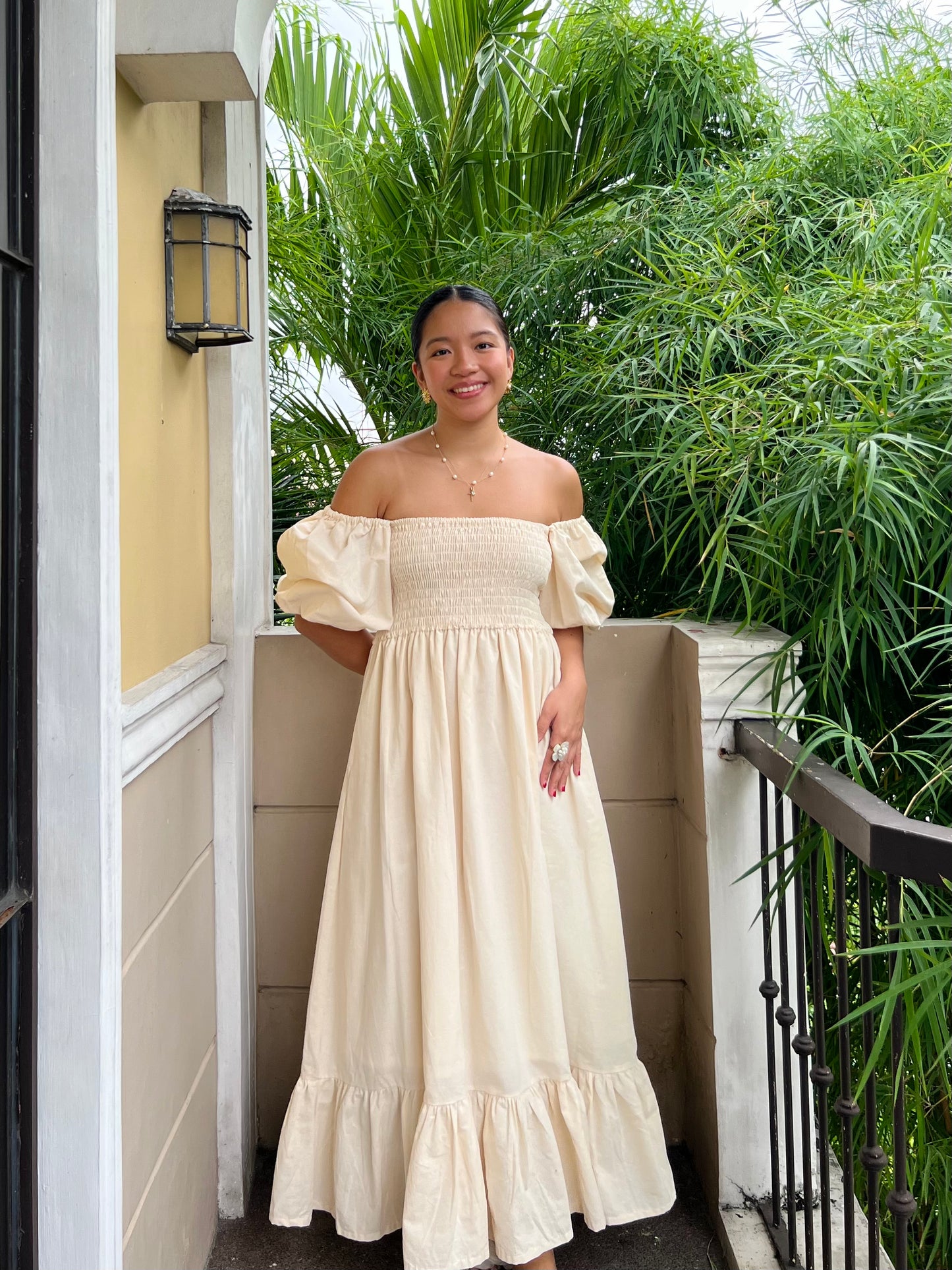 Florence Dress in Cream with Lining