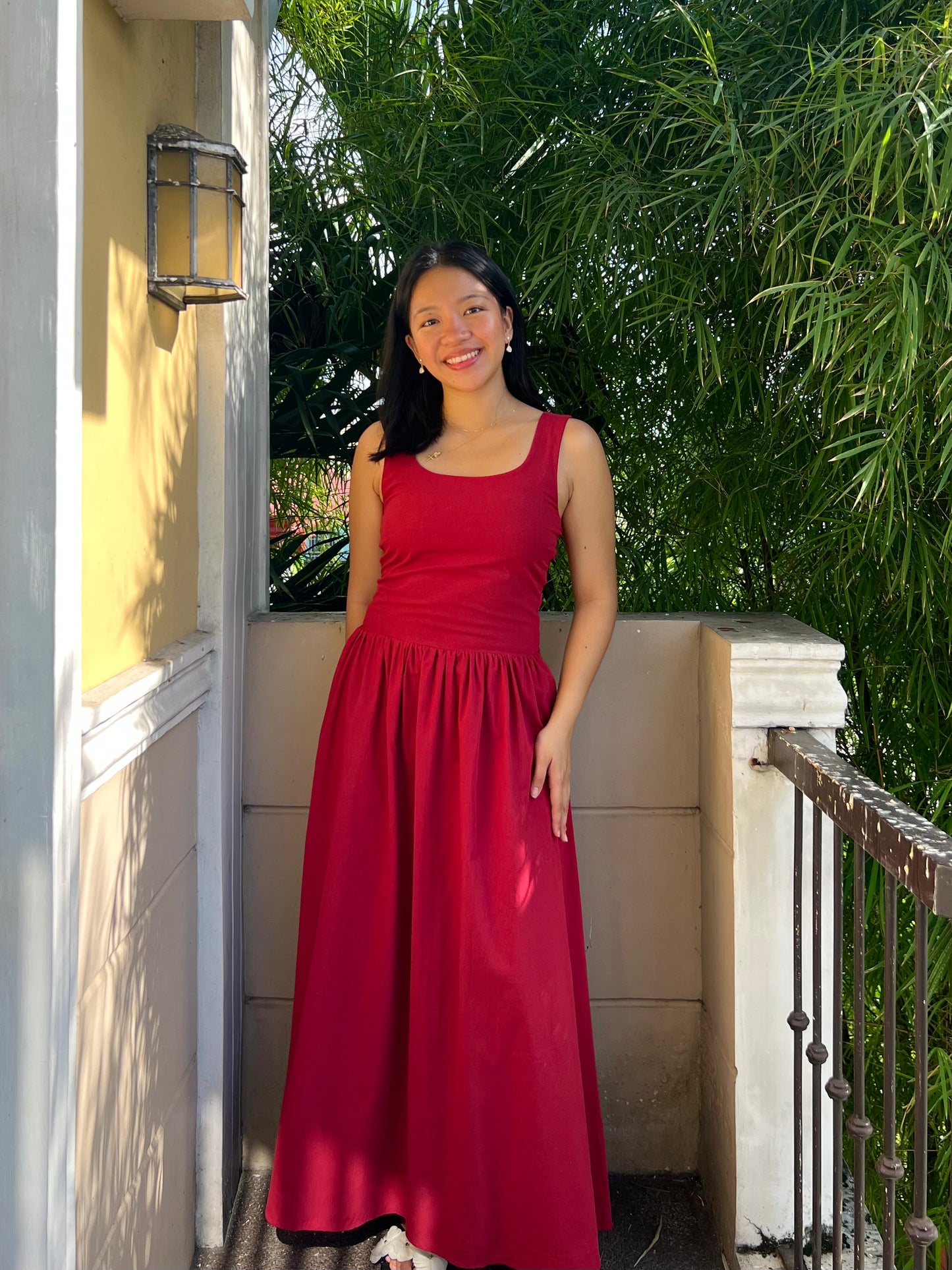 Oxford Dress in Berry Red