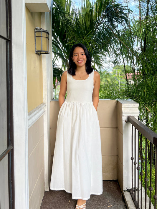 Brixton Dress in White with Lining