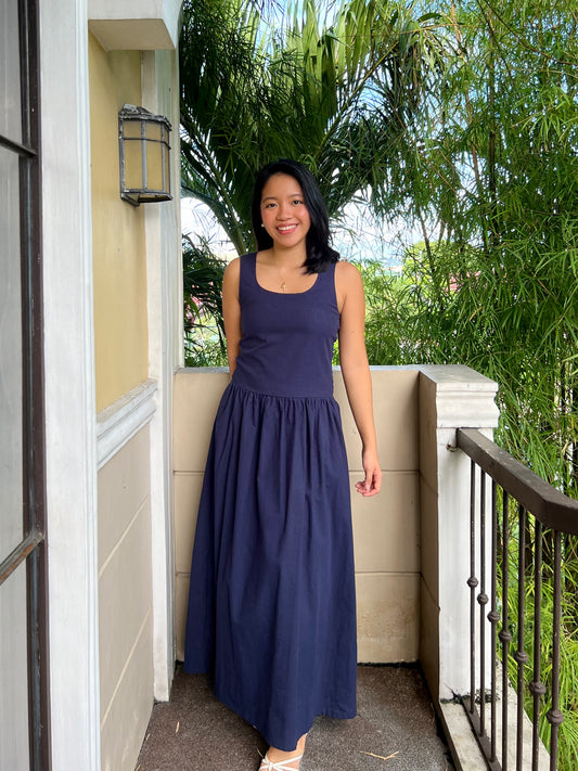 Oxford Dress in Navy Blue