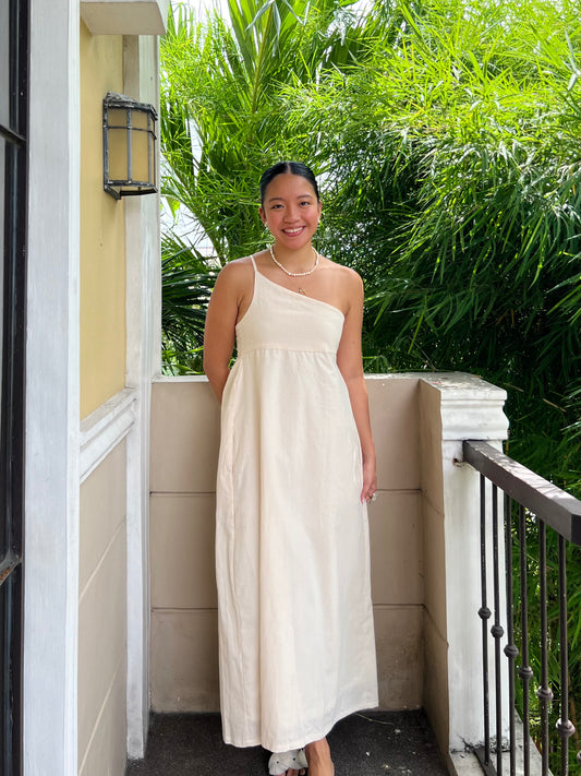 Siena Dress in Cream with Lining