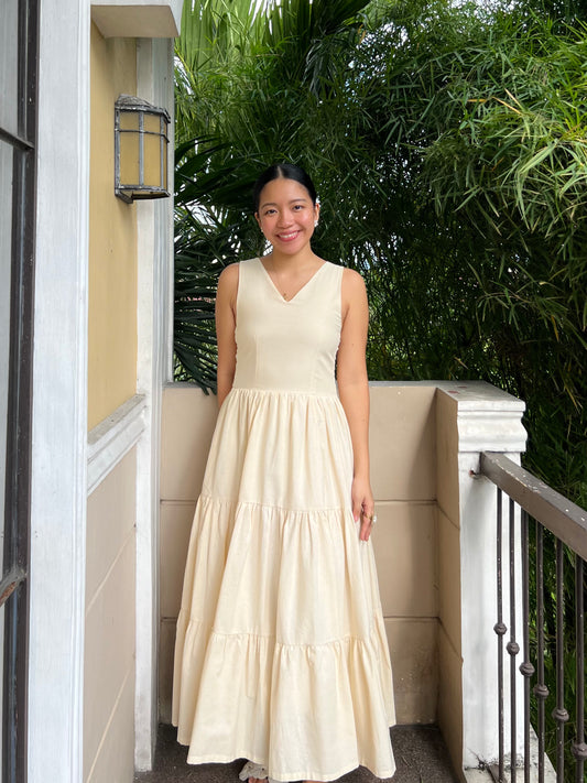 Riviera Dress in Cream with Lining