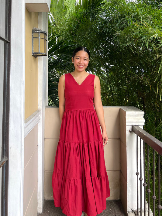 Riviera Dress in Berry Red