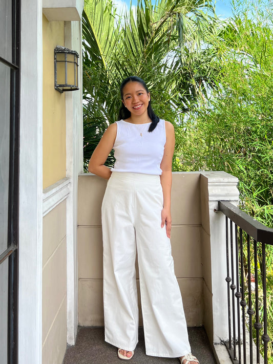 Santorini Pants in White with Lining