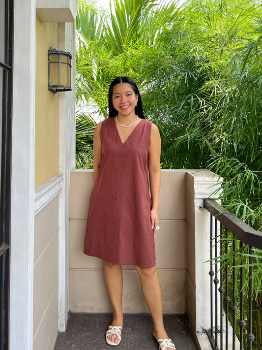 Marini Reversible Dress in Chestnut