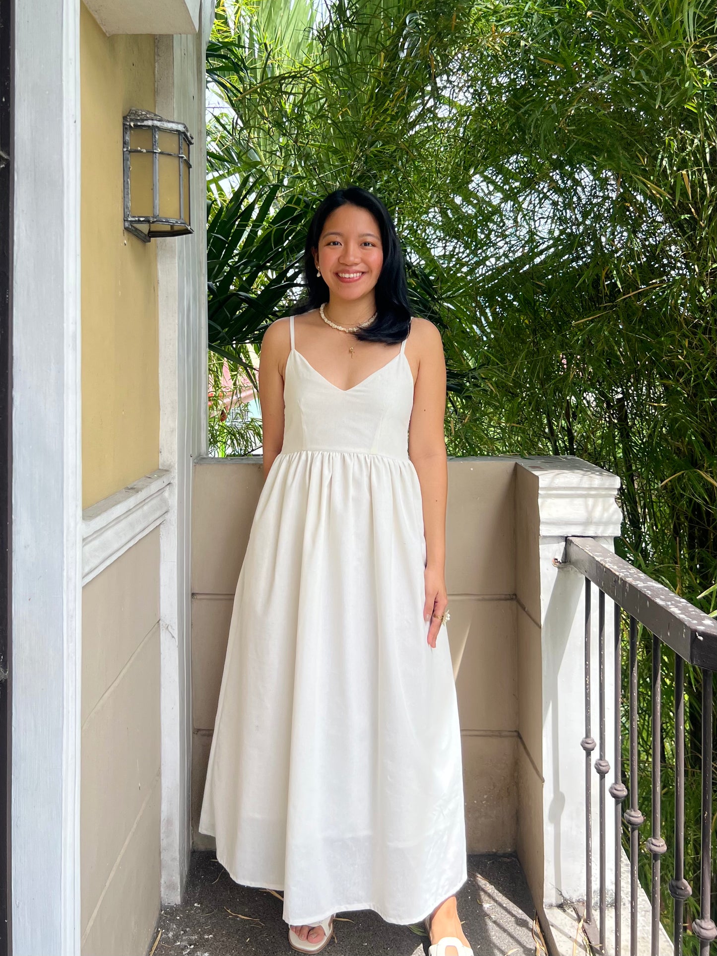 Naples Dress in White with Lining