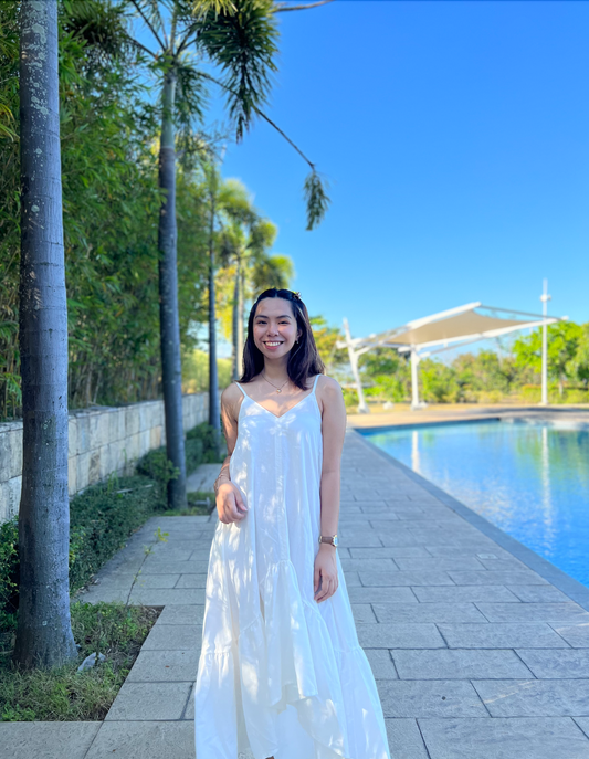 Amalfi Dress in White with Lining