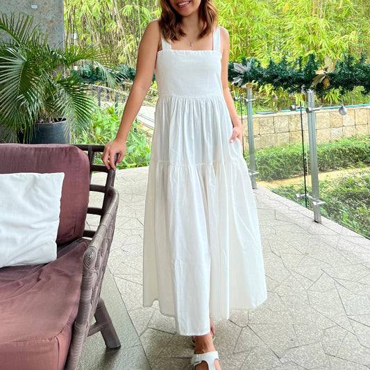 Psalm Dress in White with Lining